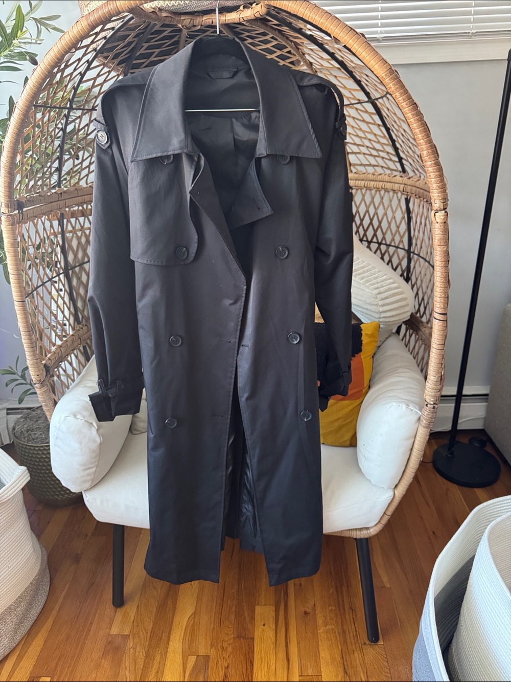 Black Double-Breasted Trench Coat